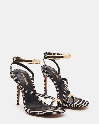 TIA Zebra Open-Toe Stiletto Women's Heel
