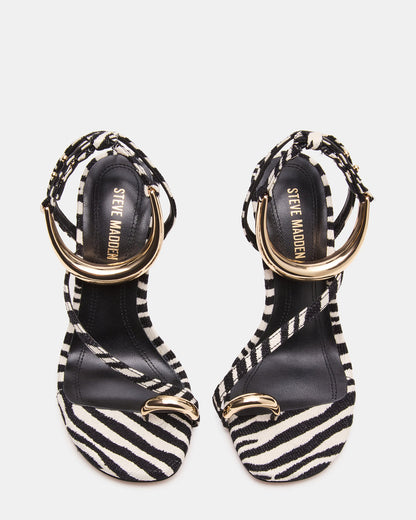 TIA Zebra Open-Toe Stiletto Women's Heel