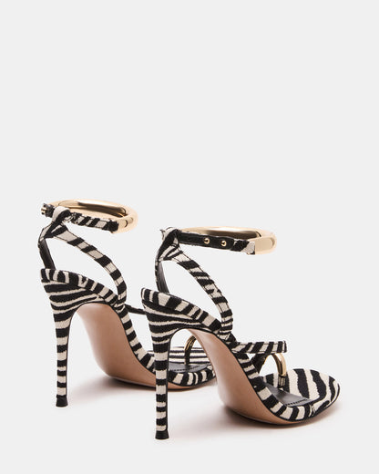 TIA Zebra Open-Toe Stiletto Women's Heel