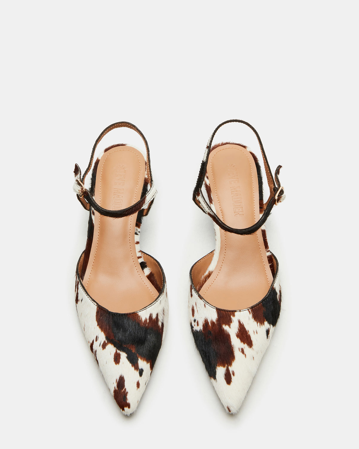 ADELAIDE Brown Cow Print Women's Pointed-Toe Kitten Heel