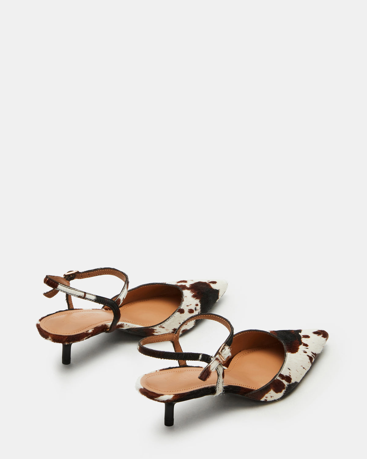 ADELAIDE Brown Cow Print Women's Pointed-Toe Kitten Heel