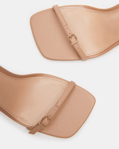 AILENE Tan Leather Square Toe Dress Sandal | Women's Heels