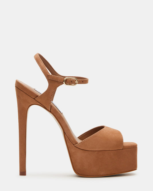 COLOGNE Tan Nubuck Platform Stiletto Women's Heel