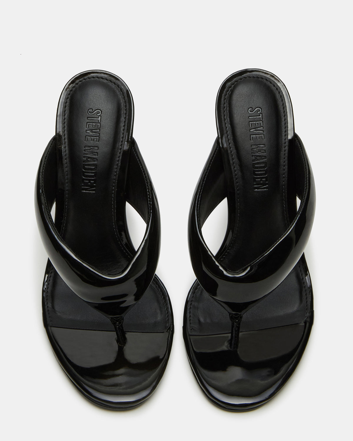 SABINE Black Patent Thong Mule Women's Heel