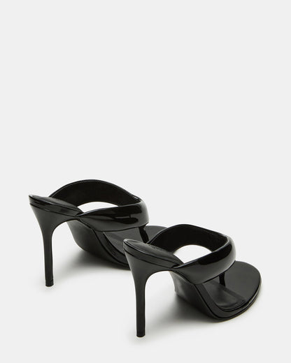 SABINE Black Patent Thong Mule Women's Heel