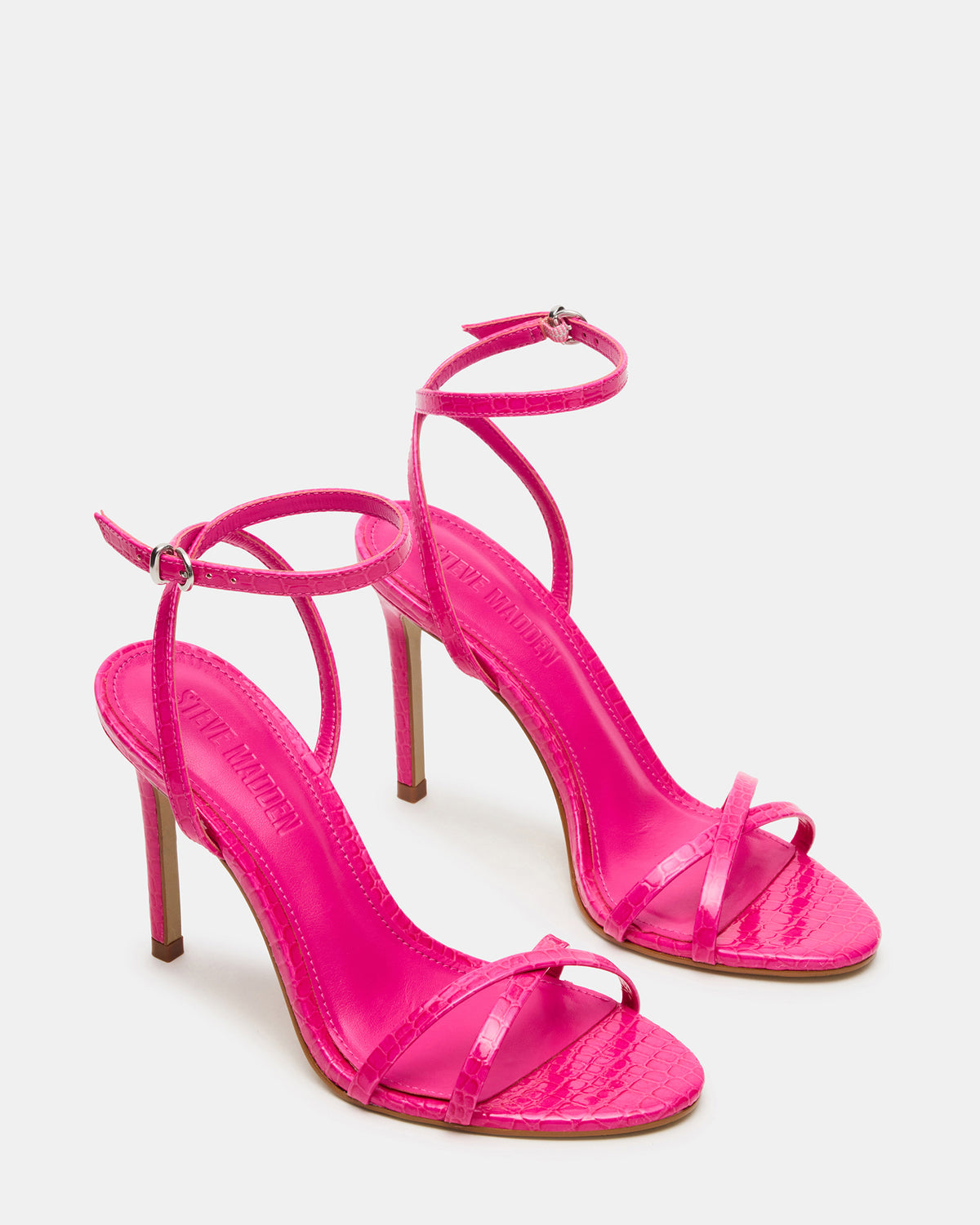 JYPSEY Pink Crocodile Strappy Stiletto Women's Heel