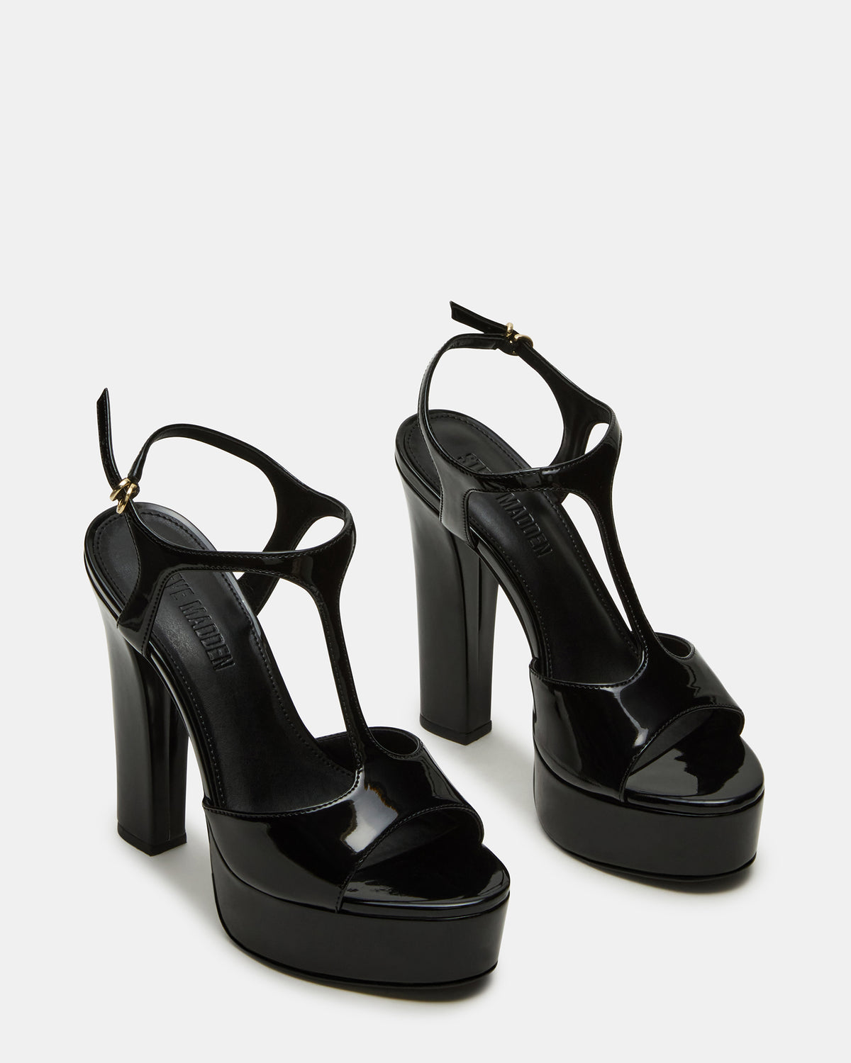 TAMI Black Patent Strappy Platform Women's Heel