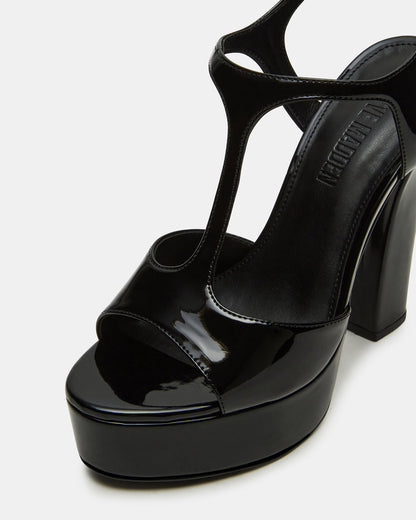 TAMI Black Patent Strappy Platform Women's Heel