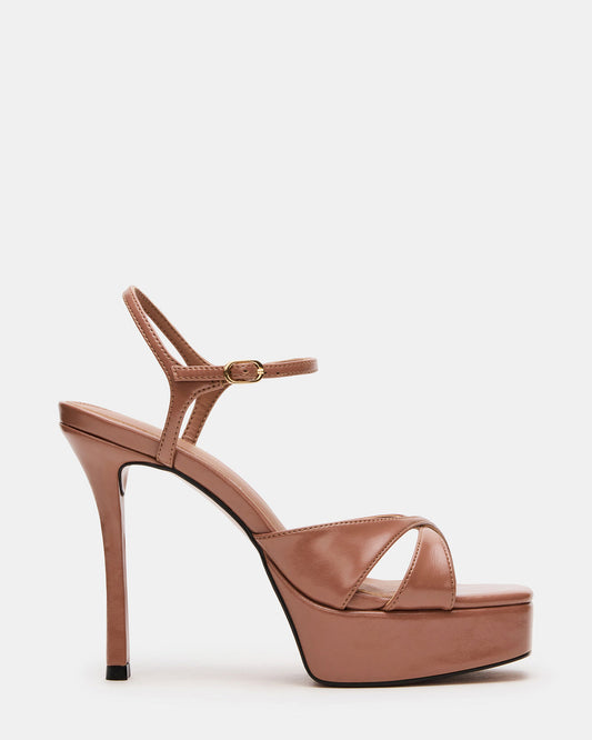 SCARLET Mocha Square-Toe Strappy Platform Women's Heel