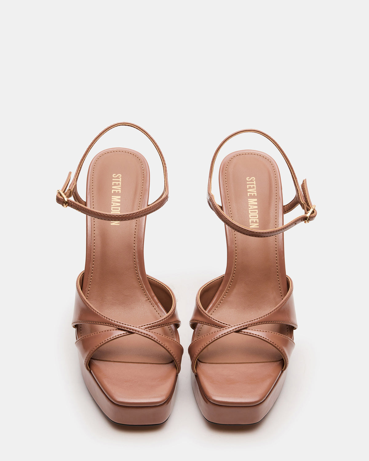 SCARLET Mocha Square-Toe Strappy Platform Women's Heel