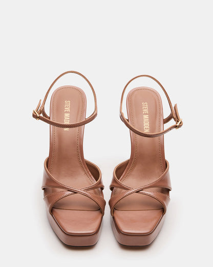 SCARLET Mocha Square-Toe Strappy Platform Women's Heel