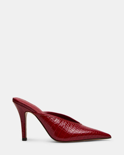 LITA Red Crocodile Pointed-Toe Mule Pump Women's Heel
