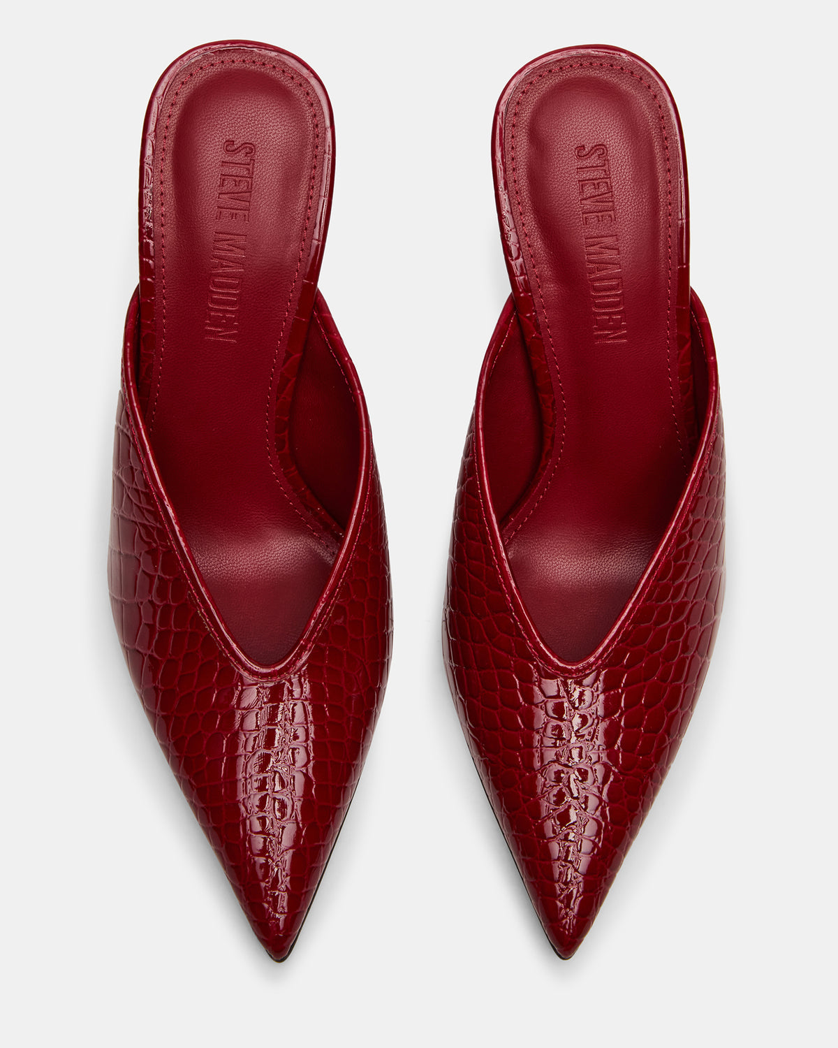 LITA Red Crocodile Pointed-Toe Mule Pump Women's Heel