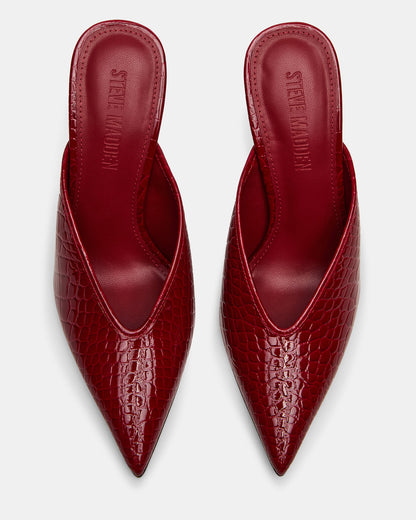 LITA Red Crocodile Pointed-Toe Mule Pump Women's Heel