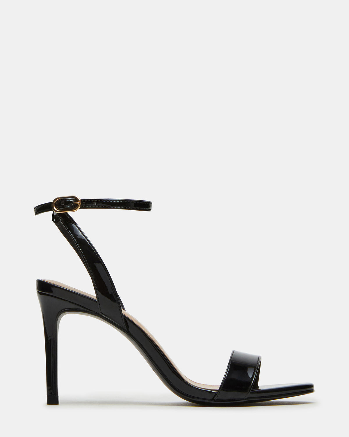 SUZIE Black Patent Women's Open Toe Stiletto Strappy Heel
