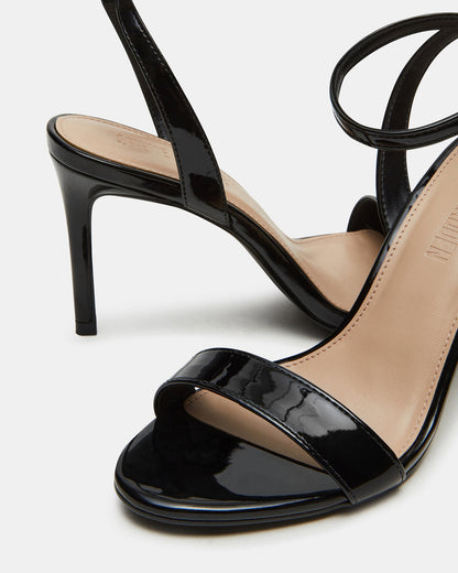 SUZIE Black Patent Women's Open Toe Stiletto Strappy Heel