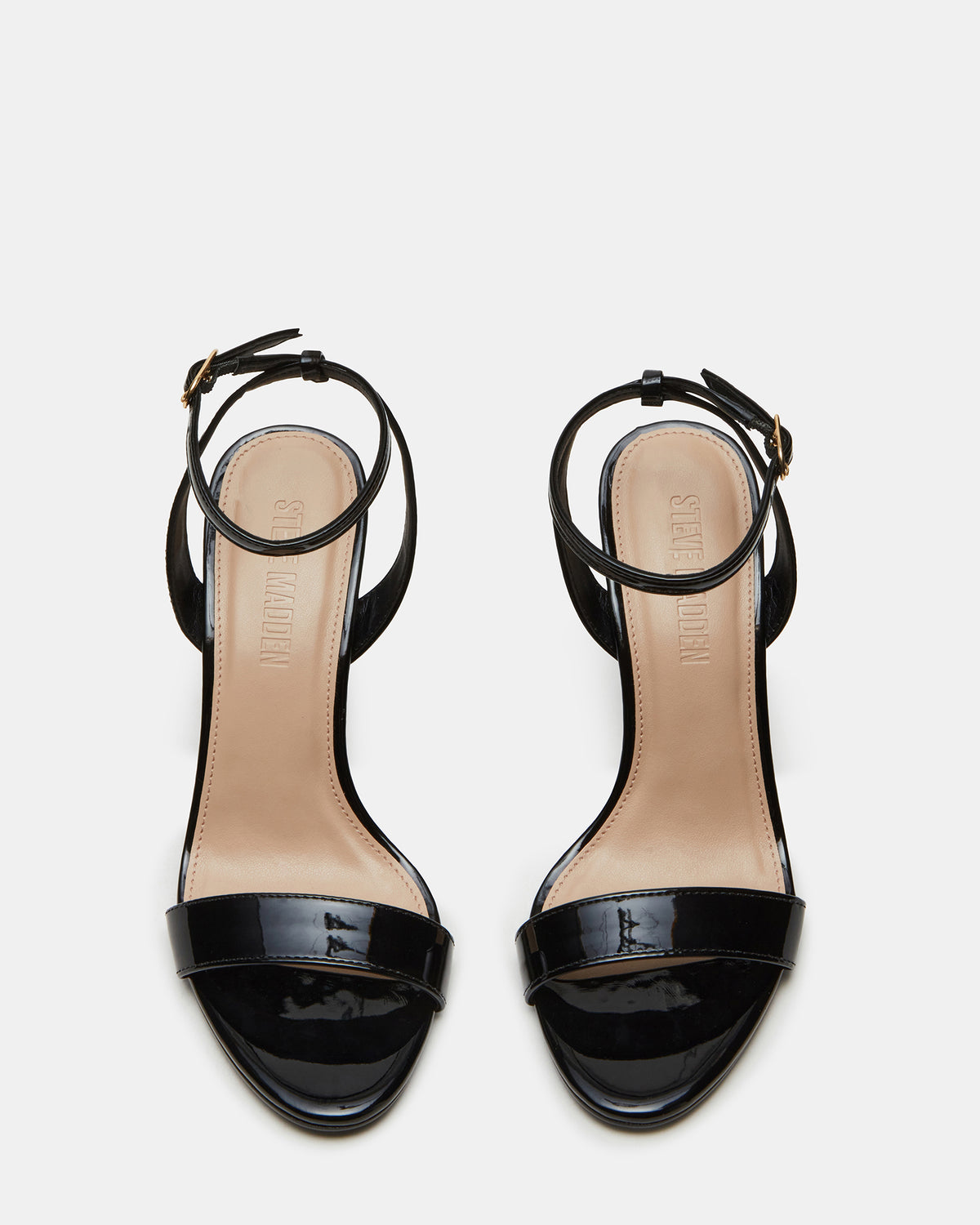 SUZIE Black Patent Women's Open Toe Stiletto Strappy Heel