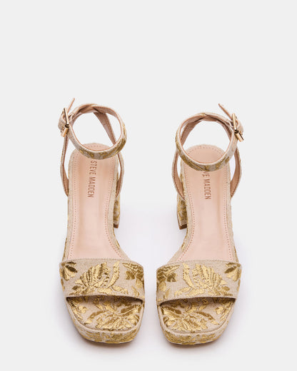 MERCERR Gold Multi Women's Platform Block Heel