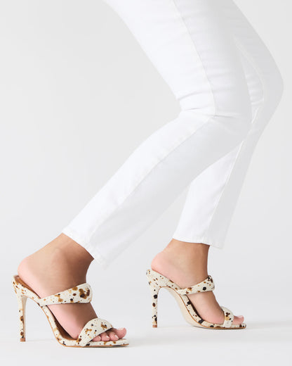 SATURN-C WHITE/CAMEL Stiletto Mule Women's Heel