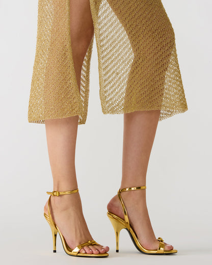 FOXX Gold Strappy Stiletto Open-Toe Women's Heel