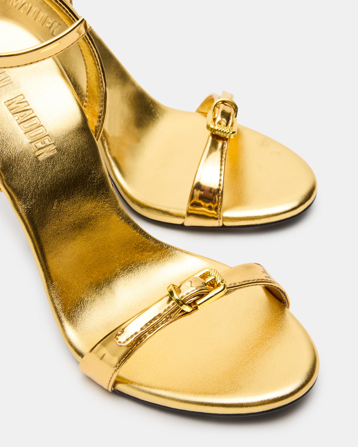 FOXX Gold Strappy Stiletto Open-Toe Women's Heel