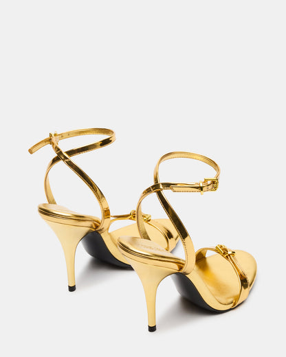 FOXX Gold Strappy Stiletto Open-Toe Women's Heel