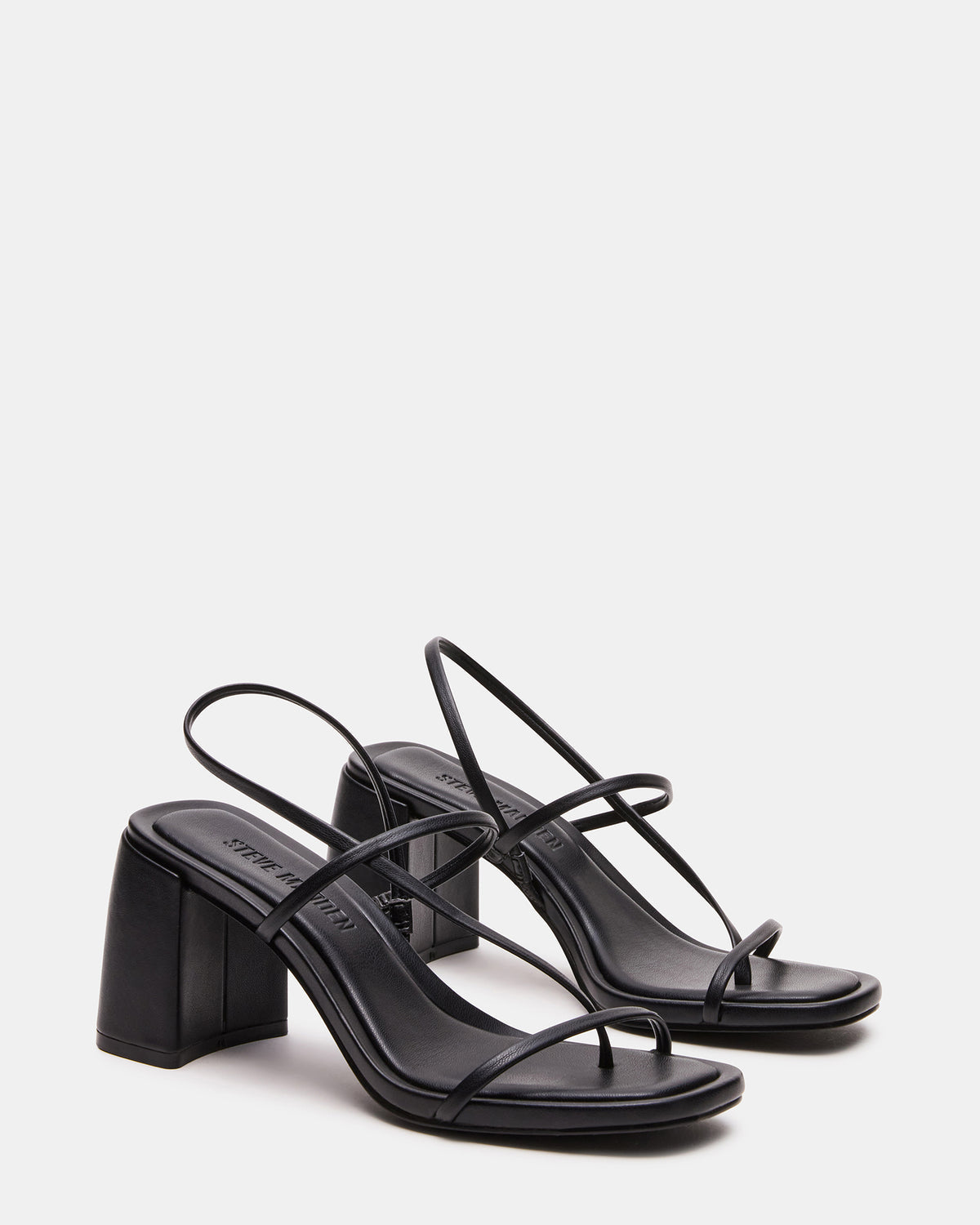 DIORA Black Women's Strappy Square-Toe Heel
