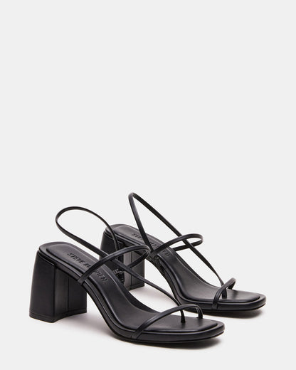 DIORA Black Women's Strappy Square-Toe Heel