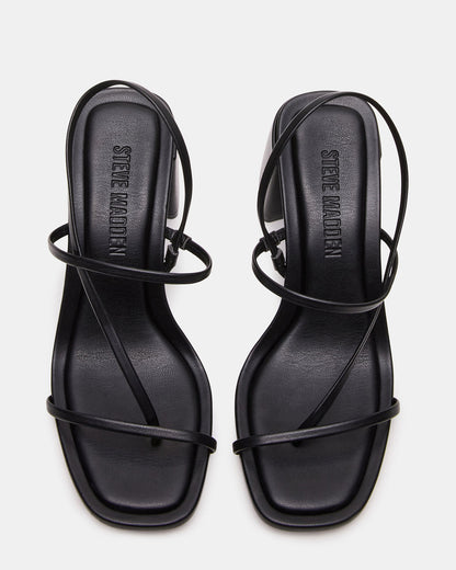 DIORA Black Women's Strappy Square-Toe Heel