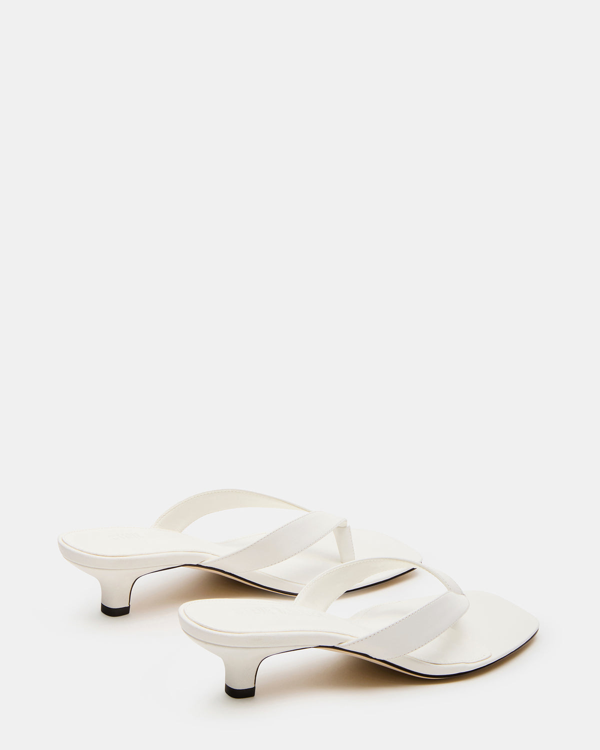 TRACIE White Leather Thong Strap Women's Kitten Heel
