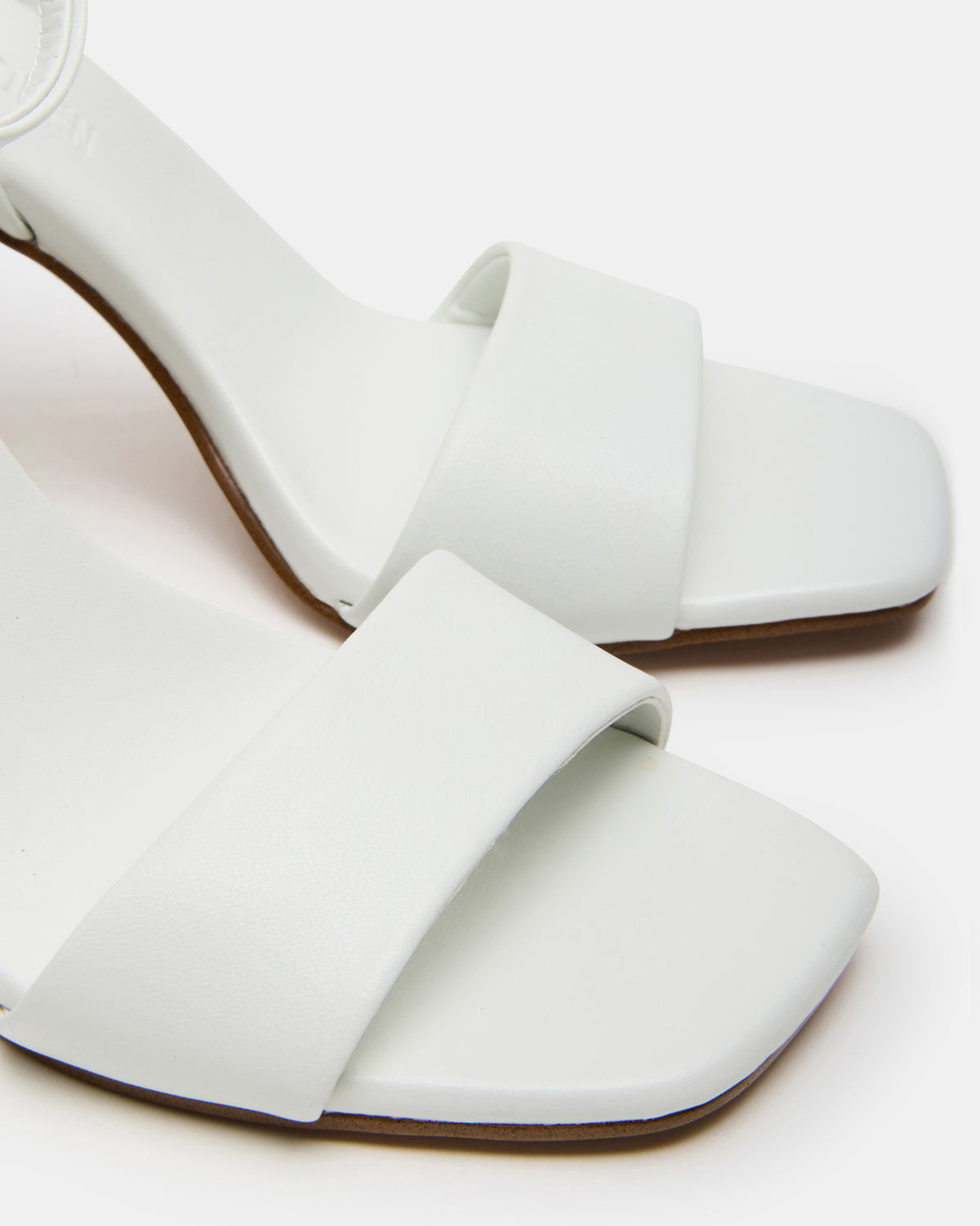 MESSA White Leather Women's Square-Toe Block Heel