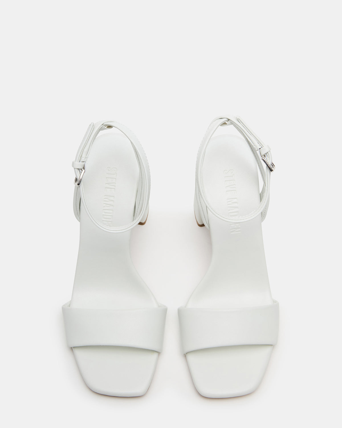 MESSA White Leather Women's Square-Toe Block Heel