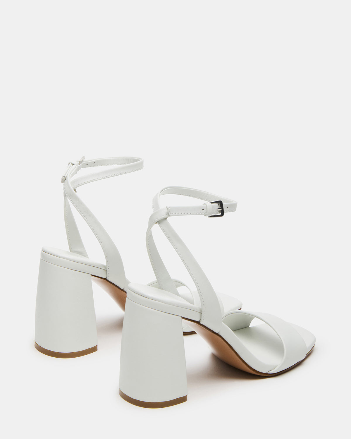 MESSA White Leather Women's Square-Toe Block Heel