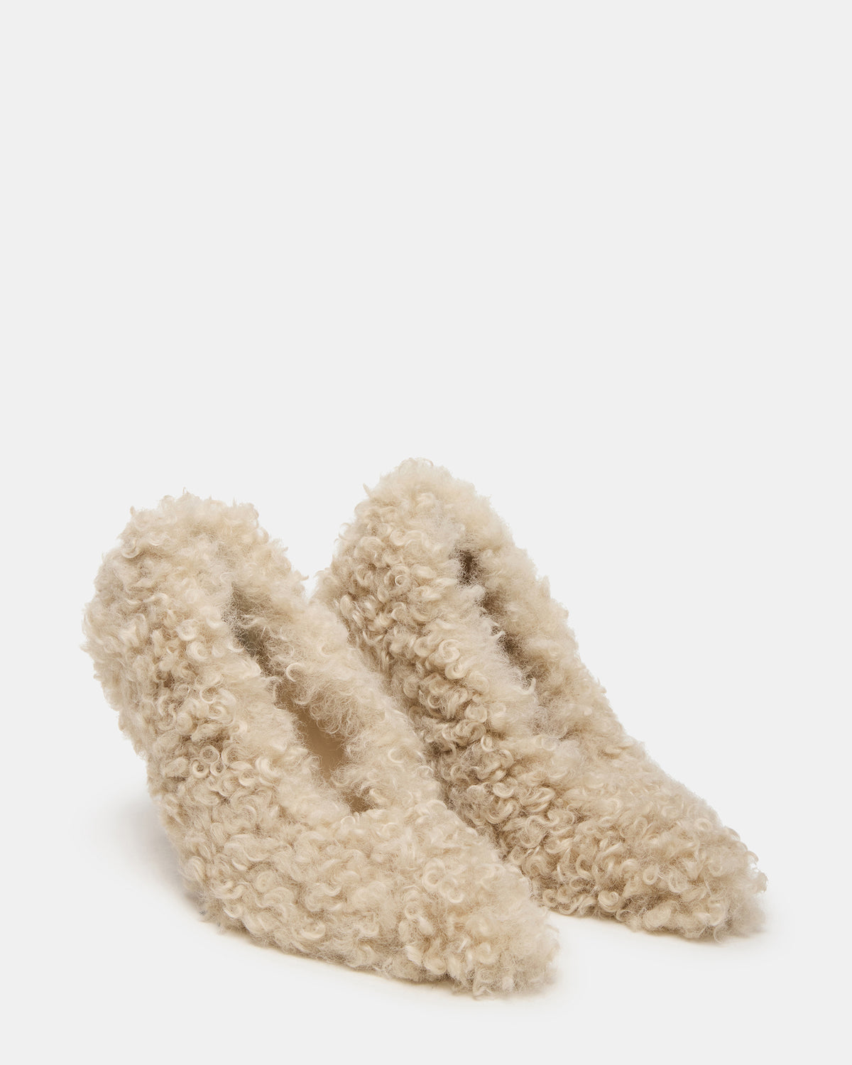 ACHILLES Off-White Pointed-Toe Faux Fur Stiletto Women's Heel