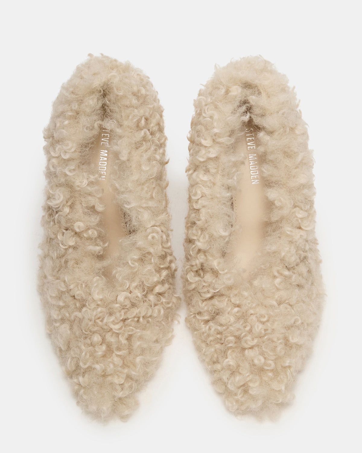 ACHILLES Off-White Pointed-Toe Faux Fur Stiletto Women's Heel