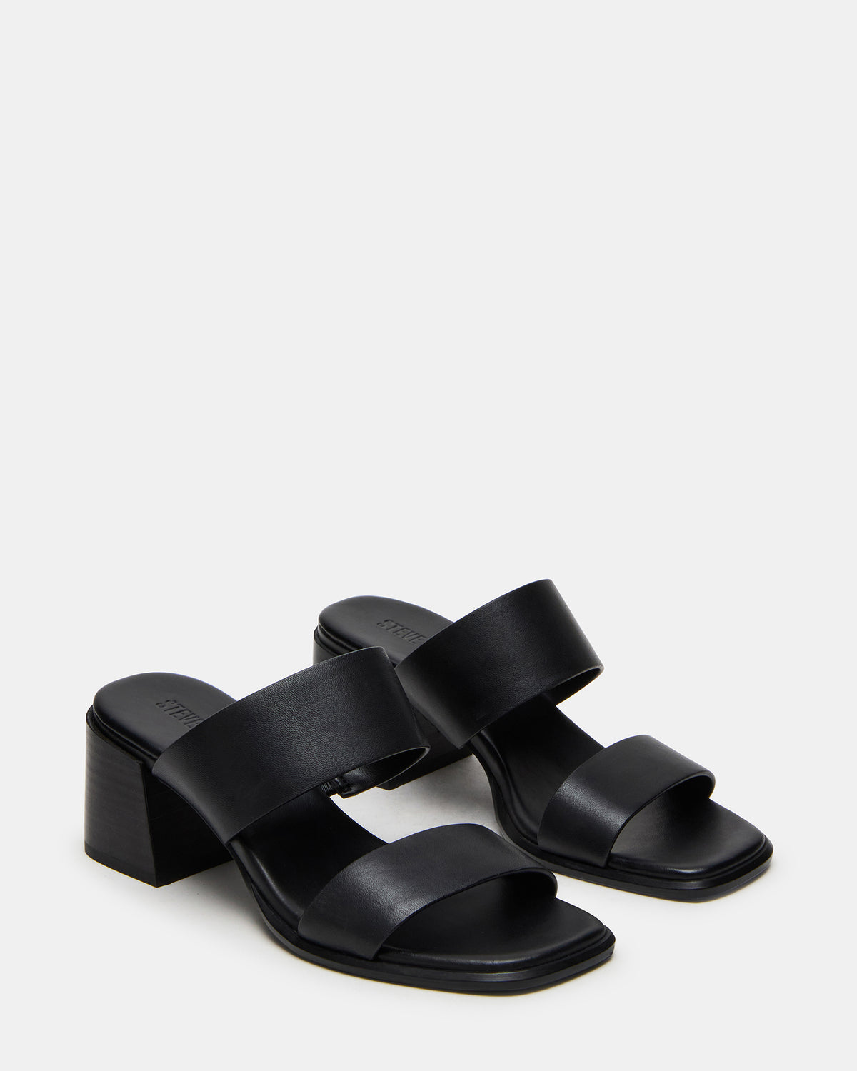 SYCAMORE Black Leather Square-Toe Mule Women's Heel