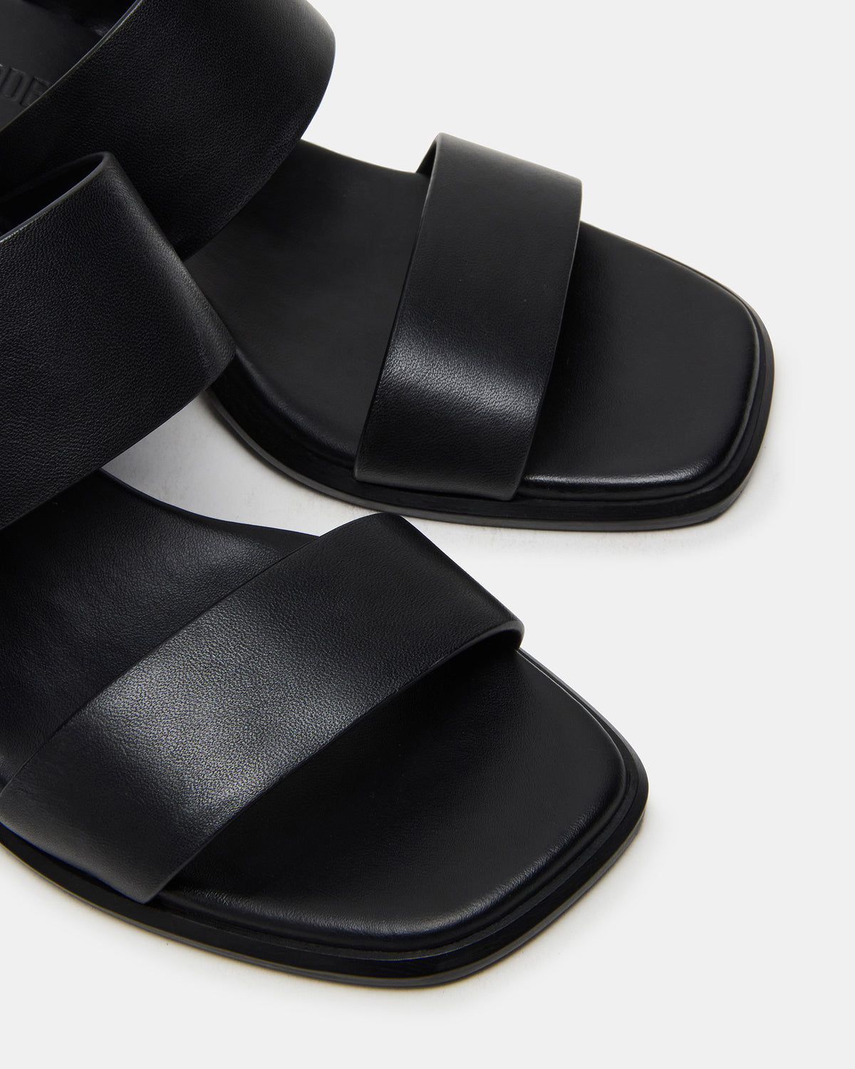 SYCAMORE Black Leather Square-Toe Mule Women's Heel