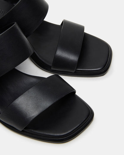 SYCAMORE Black Leather Square-Toe Mule Women's Heel
