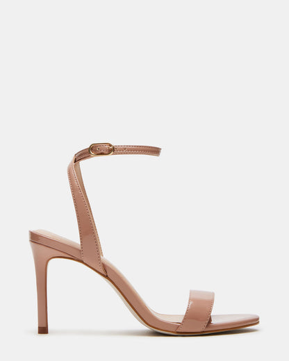 SUZIE Blush Patent Women's Open Toe Stiletto Strappy Heel