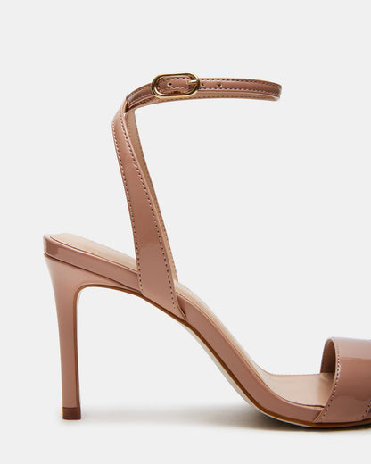 SUZIE Blush Patent Women's Open Toe Stiletto Strappy Heel