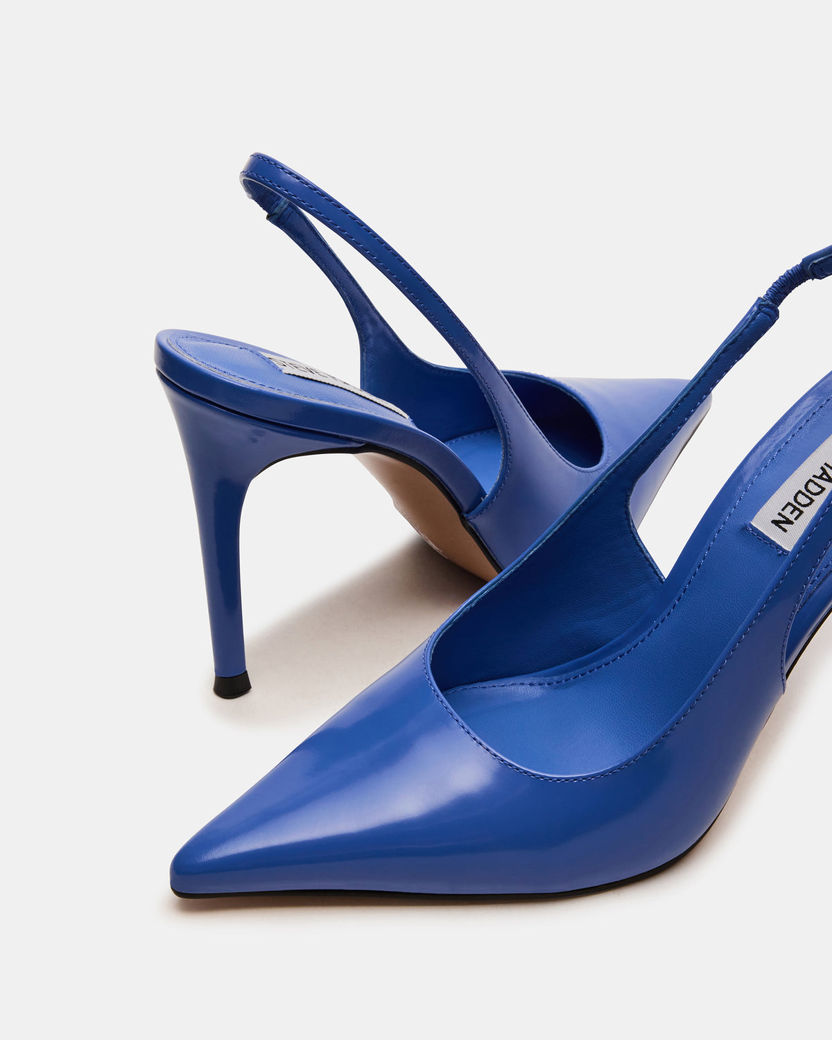 REYES Blue Leather Slingback Stiletto Pointed-Toe Pump Women's Heel