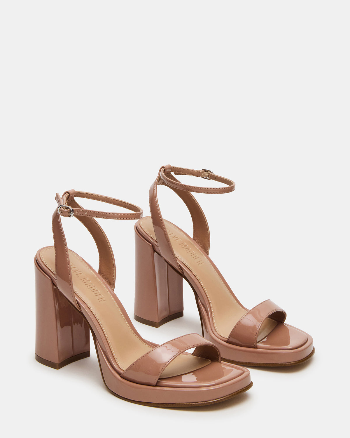 SULLIVAN Blush Patent Square-Toe Strappy Heel | Women's Heels