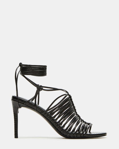 BRISTOWE Black Strappy Stiletto Heel | Women's Heels