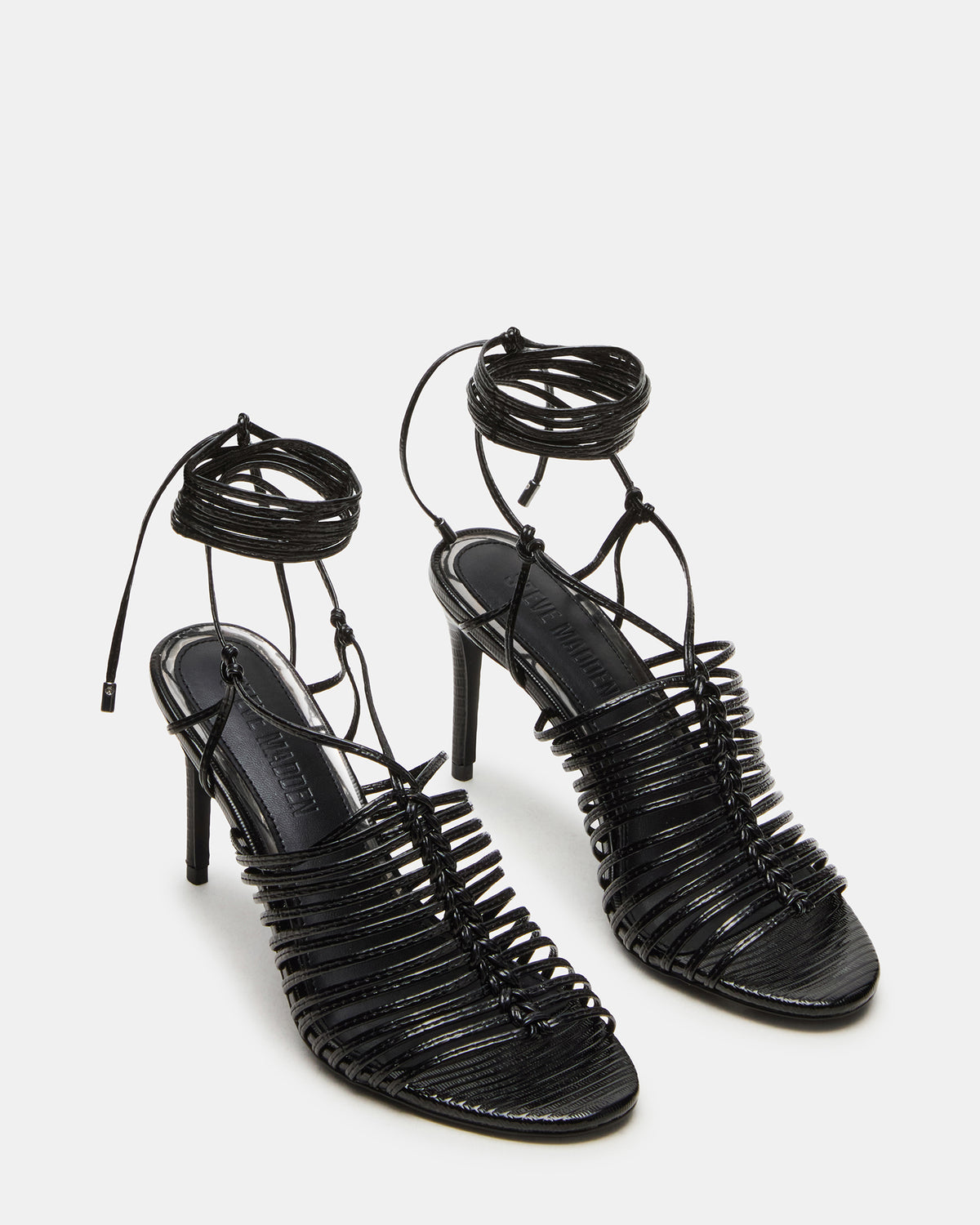 BRISTOWE Black Strappy Stiletto Heel | Women's Heels