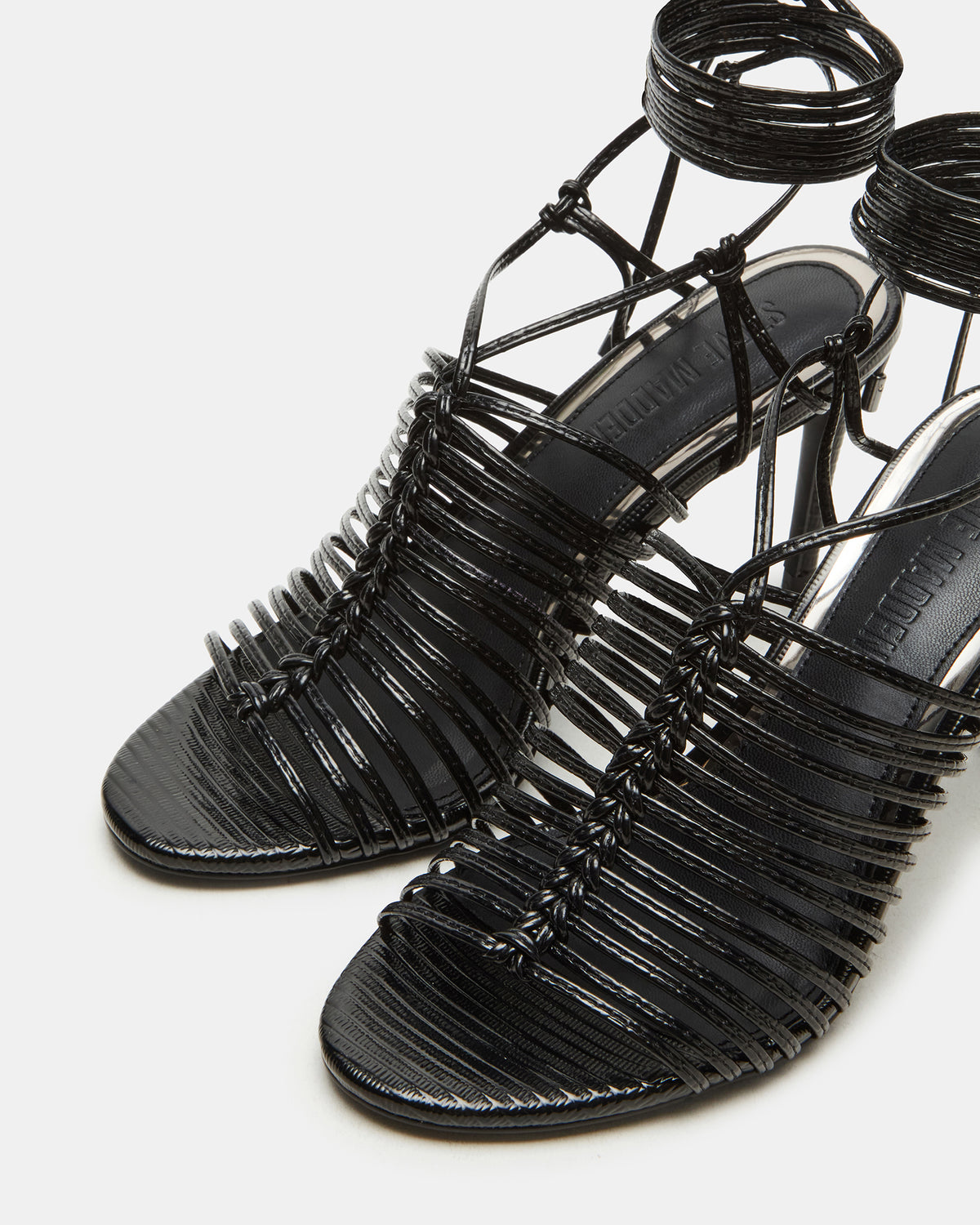 BRISTOWE Black Strappy Stiletto Heel | Women's Heels