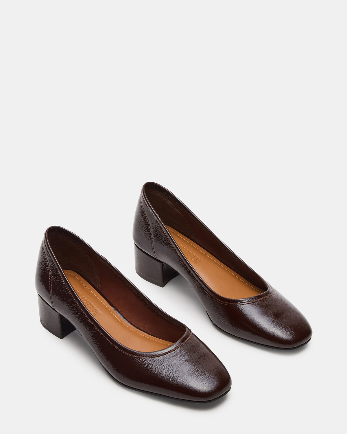 MOLLIE Espresso Patent Ballet Block Heels