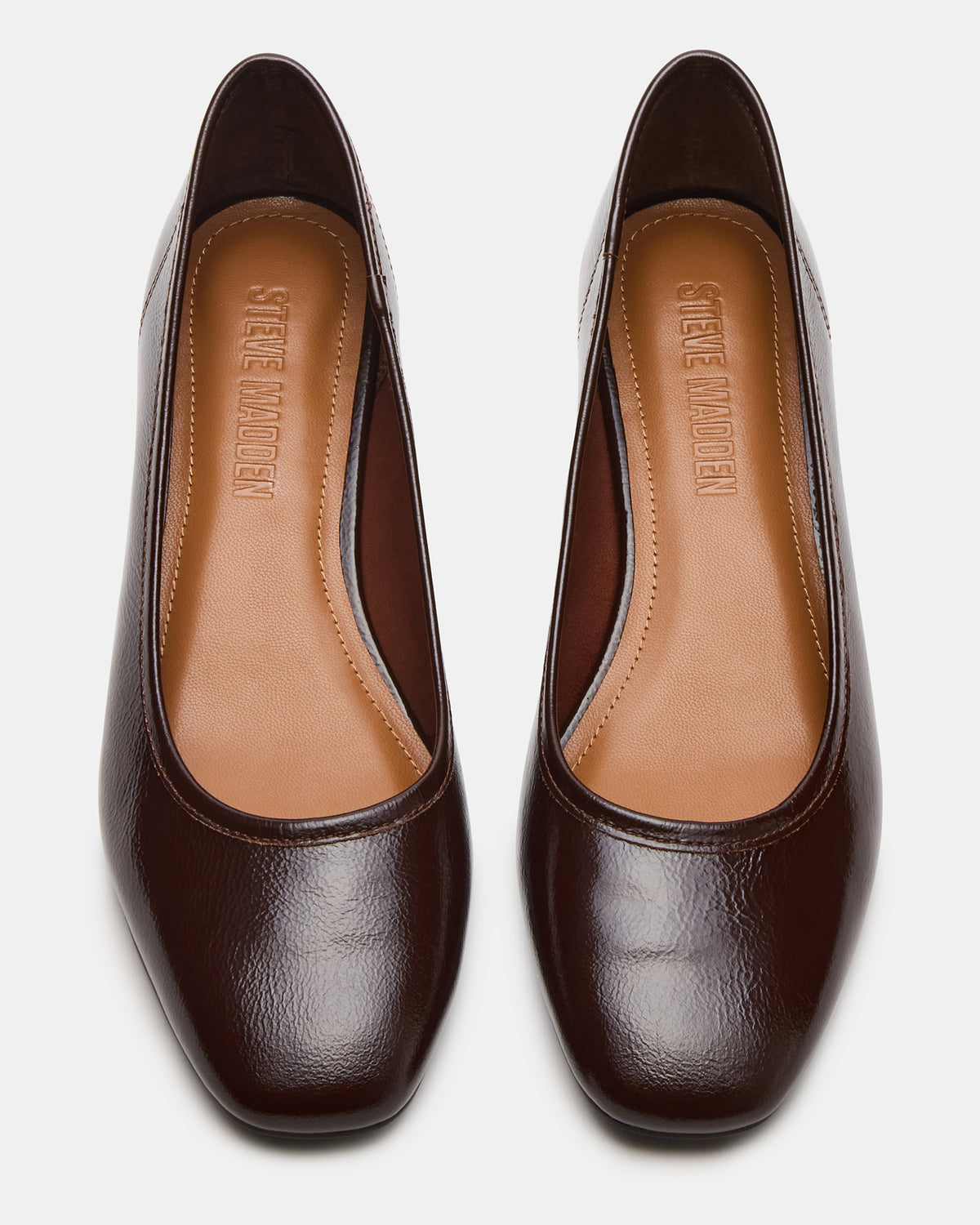 MOLLIE Espresso Patent Ballet Block Heels
