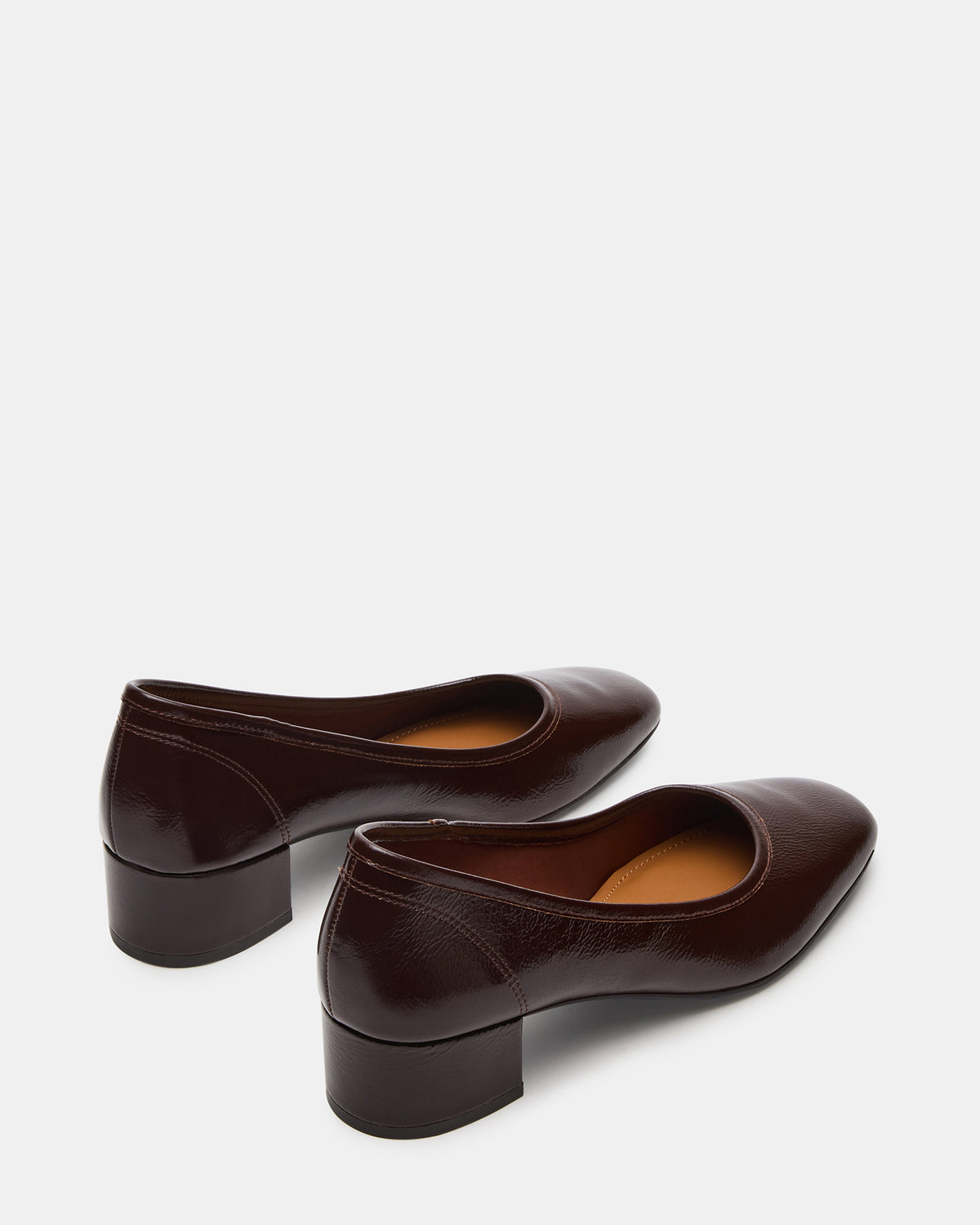 MOLLIE Espresso Patent Ballet Block Heels