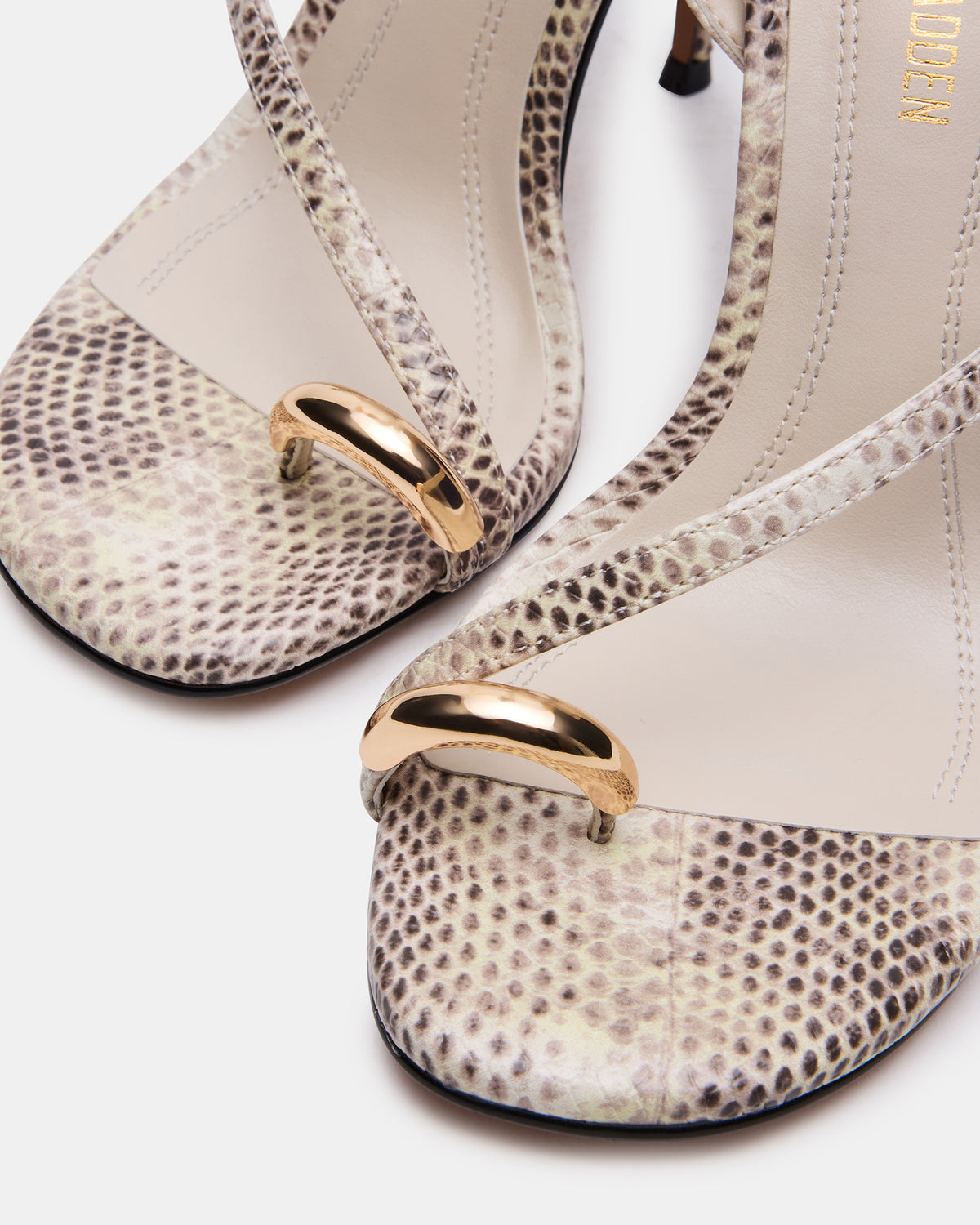 TIA Beige Snake Open-Toe Stiletto Women's Heel