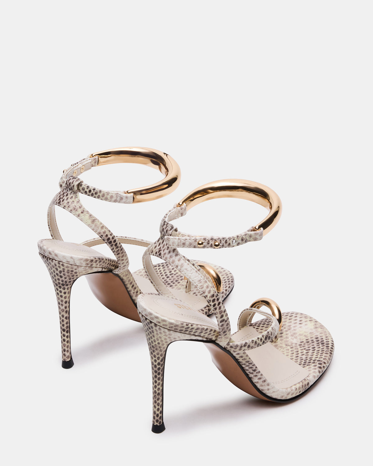 TIA Beige Snake Open-Toe Stiletto Women's Heel